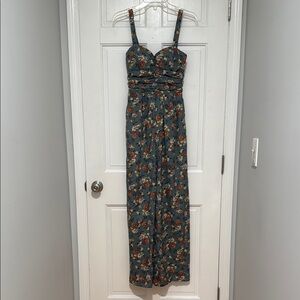 Band of the Free Floral Wide Leg Jumpsuit with Adjustable Straps